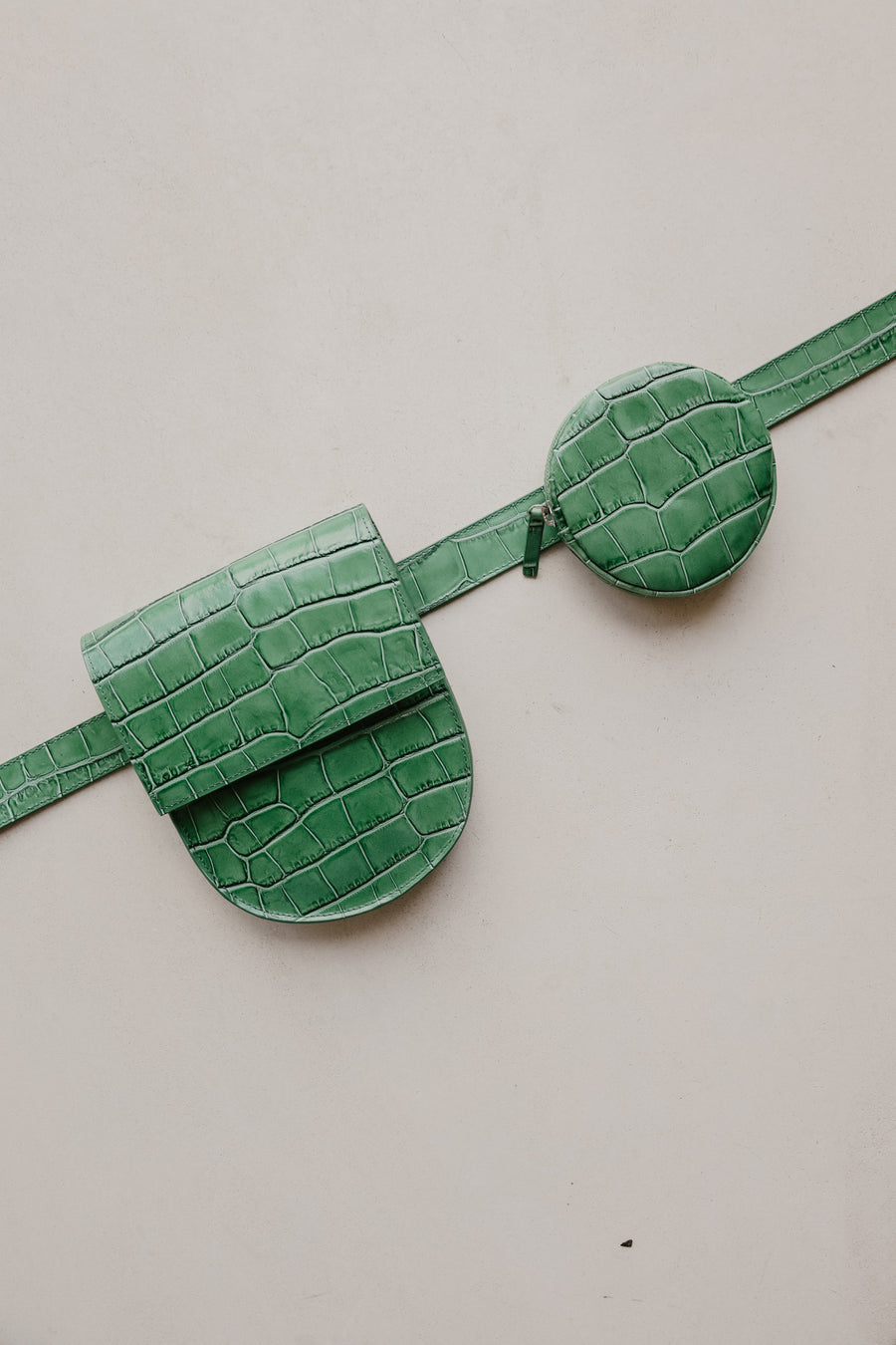 Belt Bag: Belt XL Grass Croco + Half Moon Grass Croco + Pastille Grass Croco