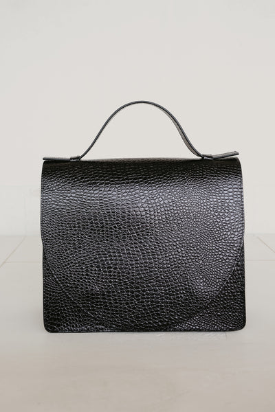 Midi Briefcase 2.0 | Black Little Croco