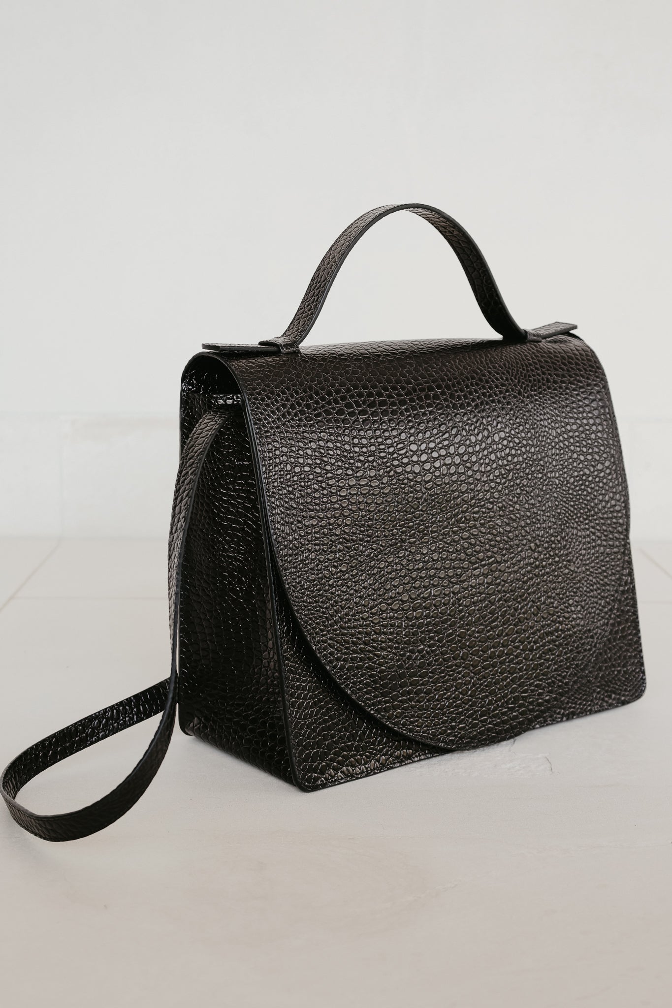 Midi Briefcase 2.0 | Black Little Croco