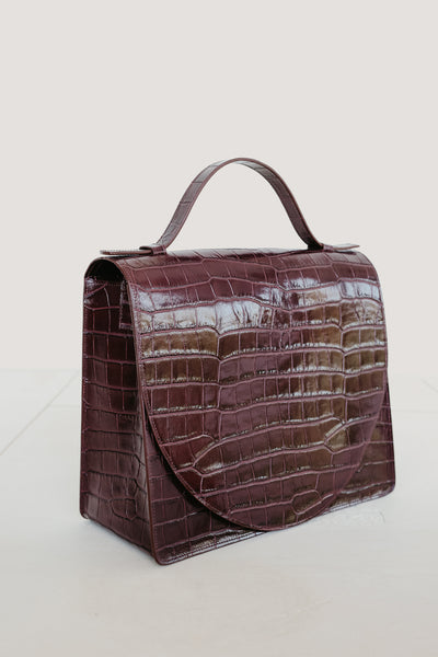 Midi Briefcase 2.0 | Burgundy Croco Glans