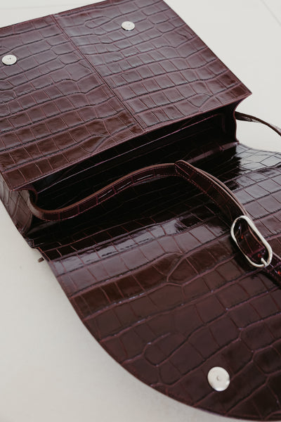 Midi Briefcase 2.0 | Burgundy Croco Glans