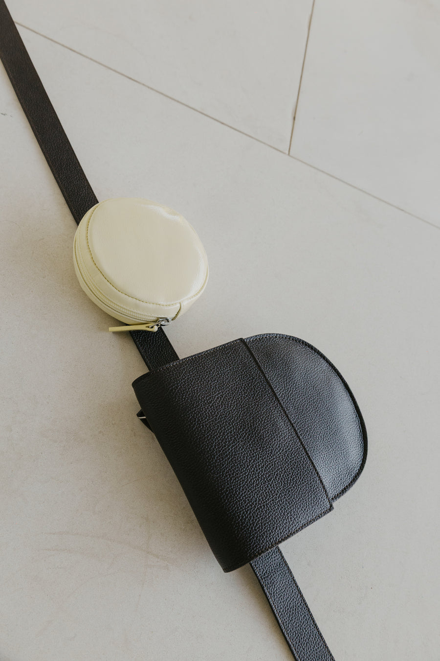 Belt Bag: The Belt XL Ebony Structured + Half Moon Ebony Structured + Pastille Belt Butter Stone