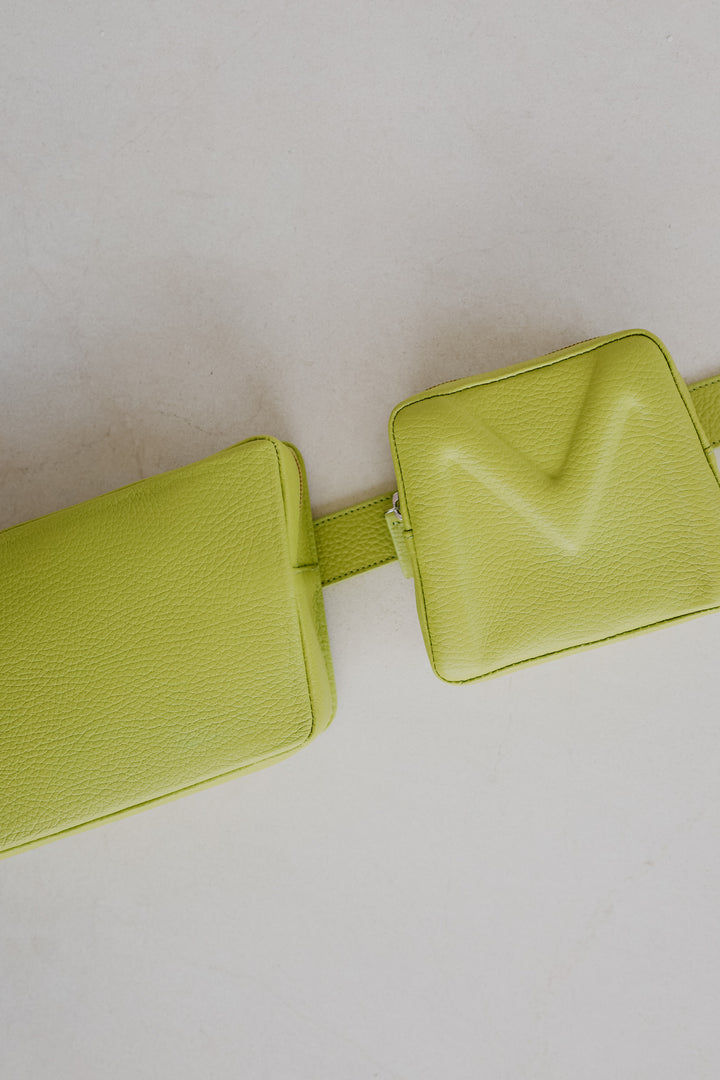 Belt Bag: Belt XL Lime Structured + Trapezium Lime Structured + Mini M Lime Structured