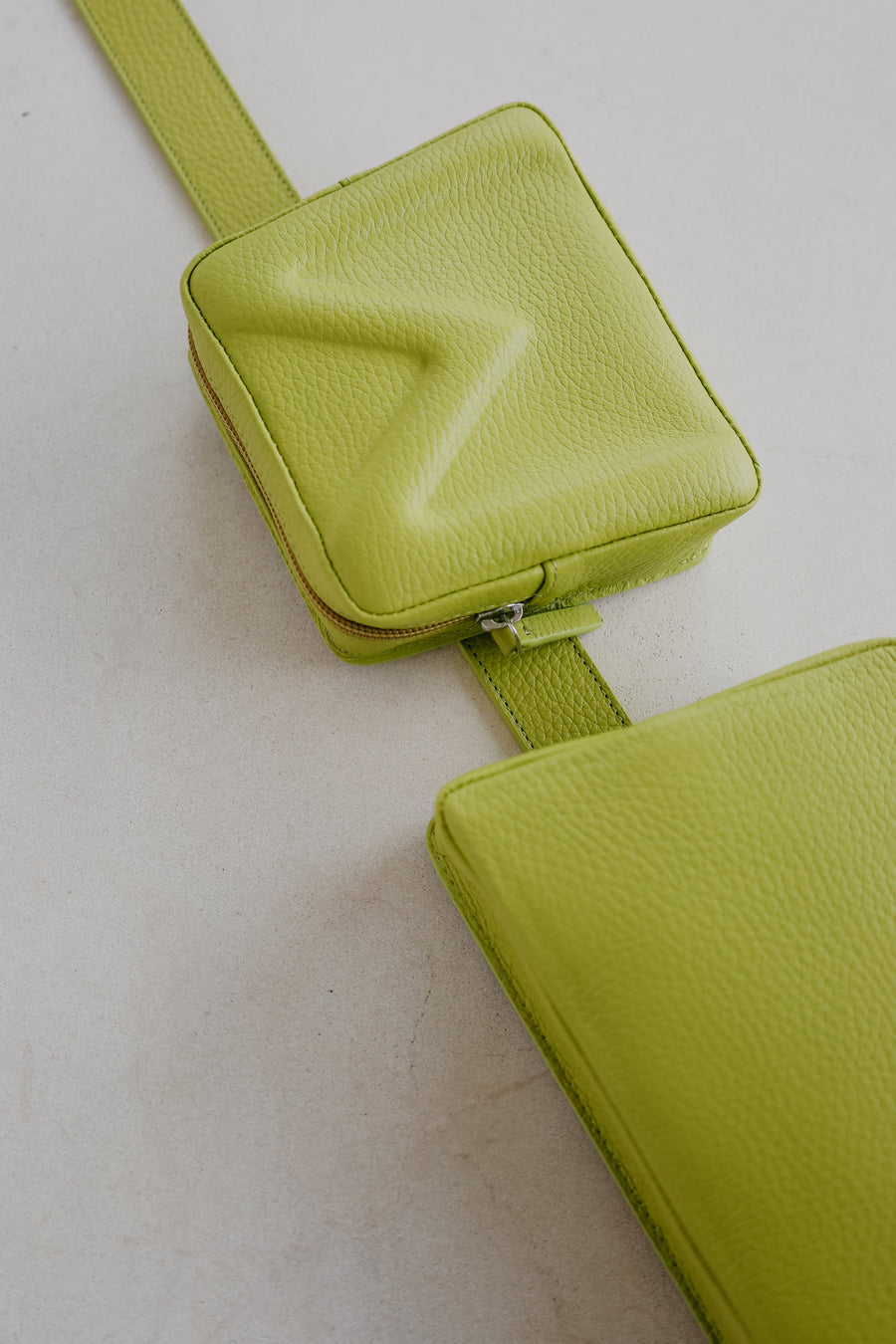 Belt Bag: Belt XL Lime Structured + Trapezium Lime Structured + Mini M Lime Structured