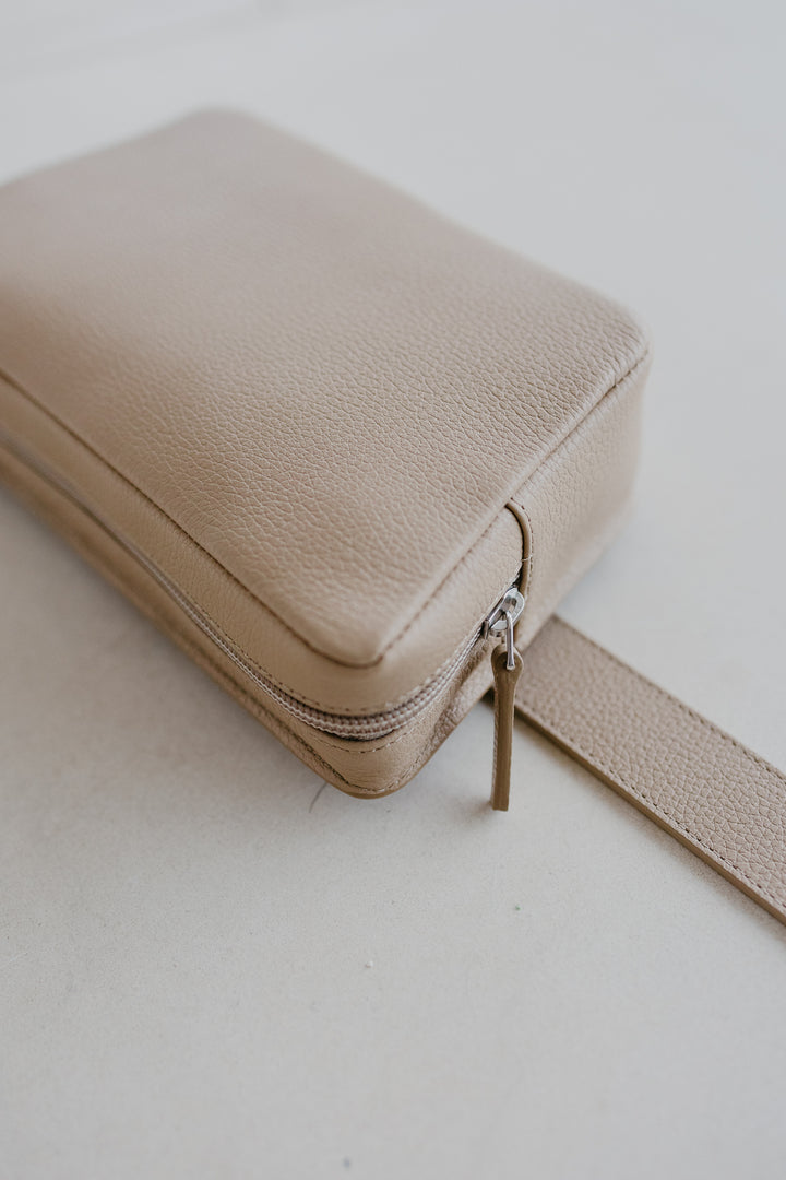 Belt Bag: Belt XL Beige Structured + Trapezium Beige Structured + Mini M Beige Structured