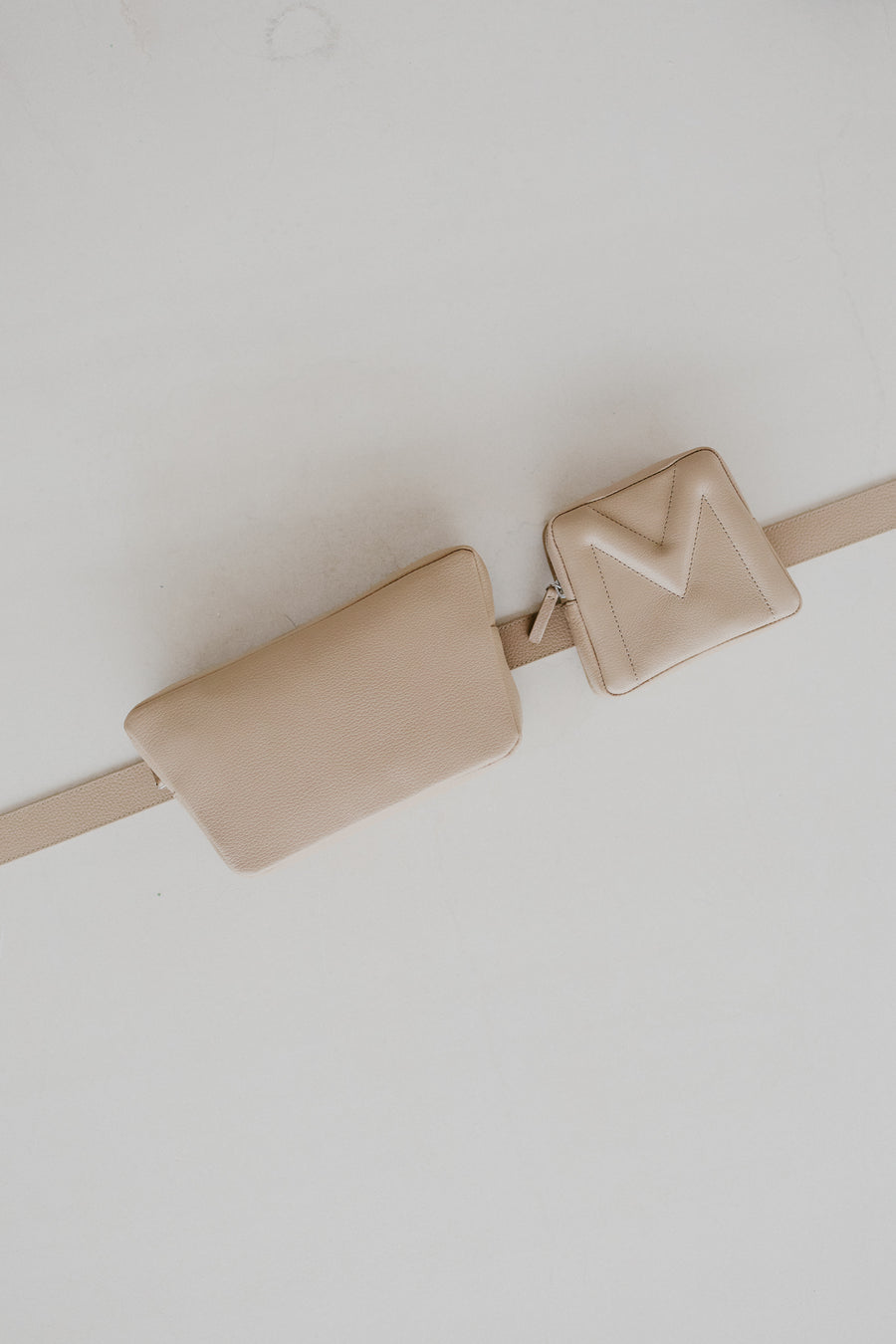 Belt Bag: Belt XL Beige Structured + Trapezium Beige Structured + Mini M Beige Structured