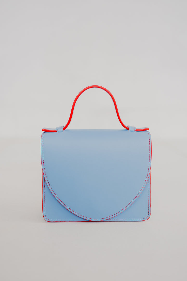 Micro Briefcase | Stitched Bleu Ciel / Red