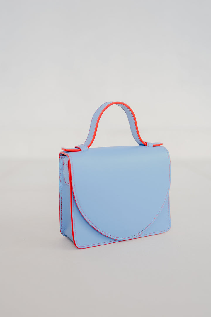 Micro Briefcase | Stitched Bleu Ciel / Red