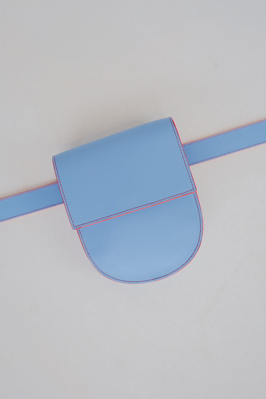 Belt Bag: Belt XL Stitched Bleu Ciel / Red + Half Moon Stitched Bleu Ciel / Red