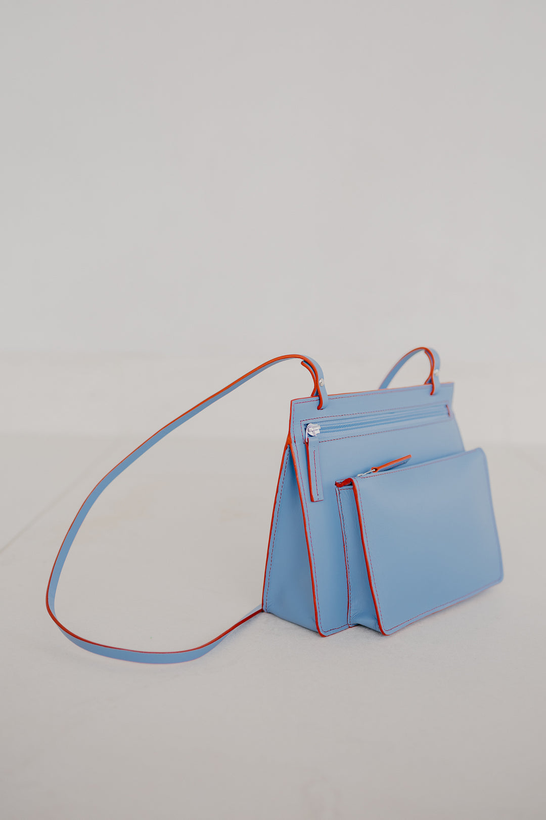 Double Pouch | Stitched Bleu Ciel / Red