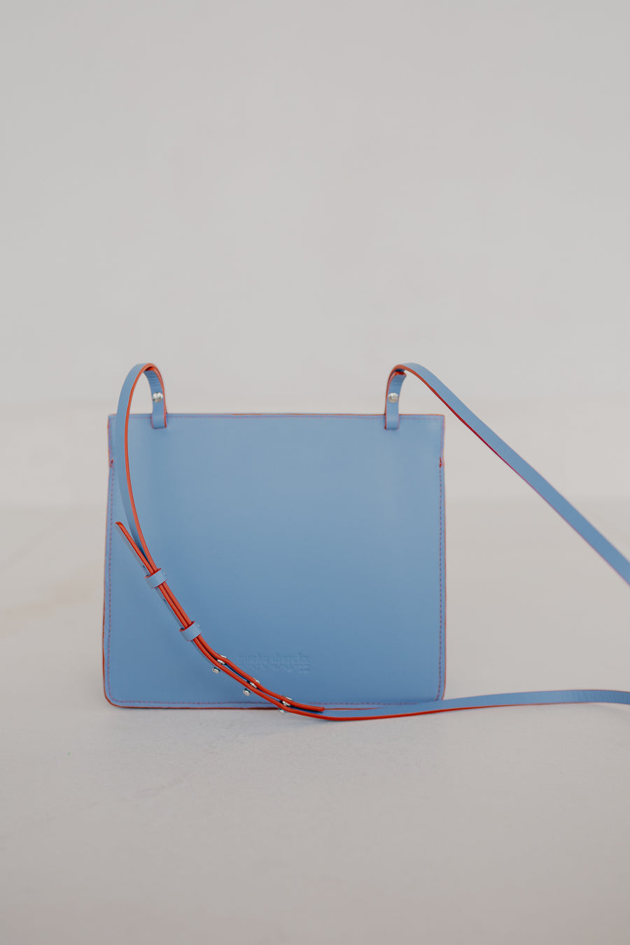 Double Pouch | Stitched Bleu Ciel / Red