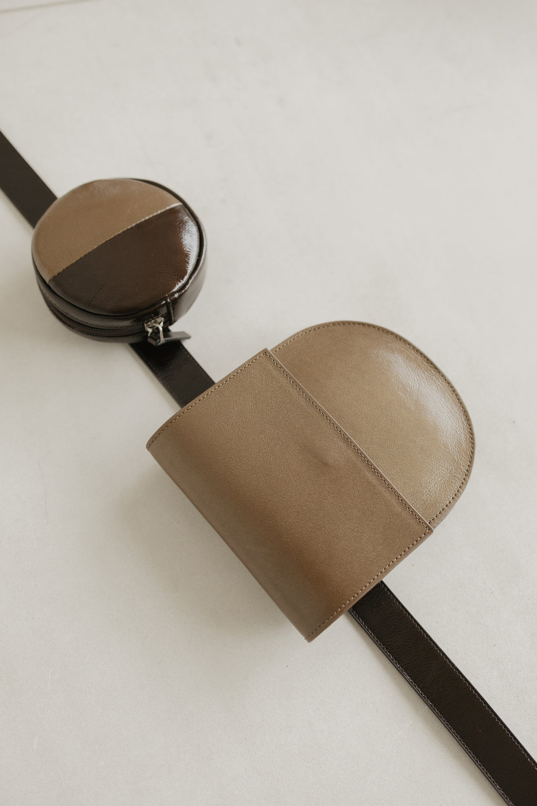 Belt Bag: Belt XL Chocolate Stone + Half Moon Biscuit Stone + Pastille Belt Demi Chocolate / Biscuit Stone