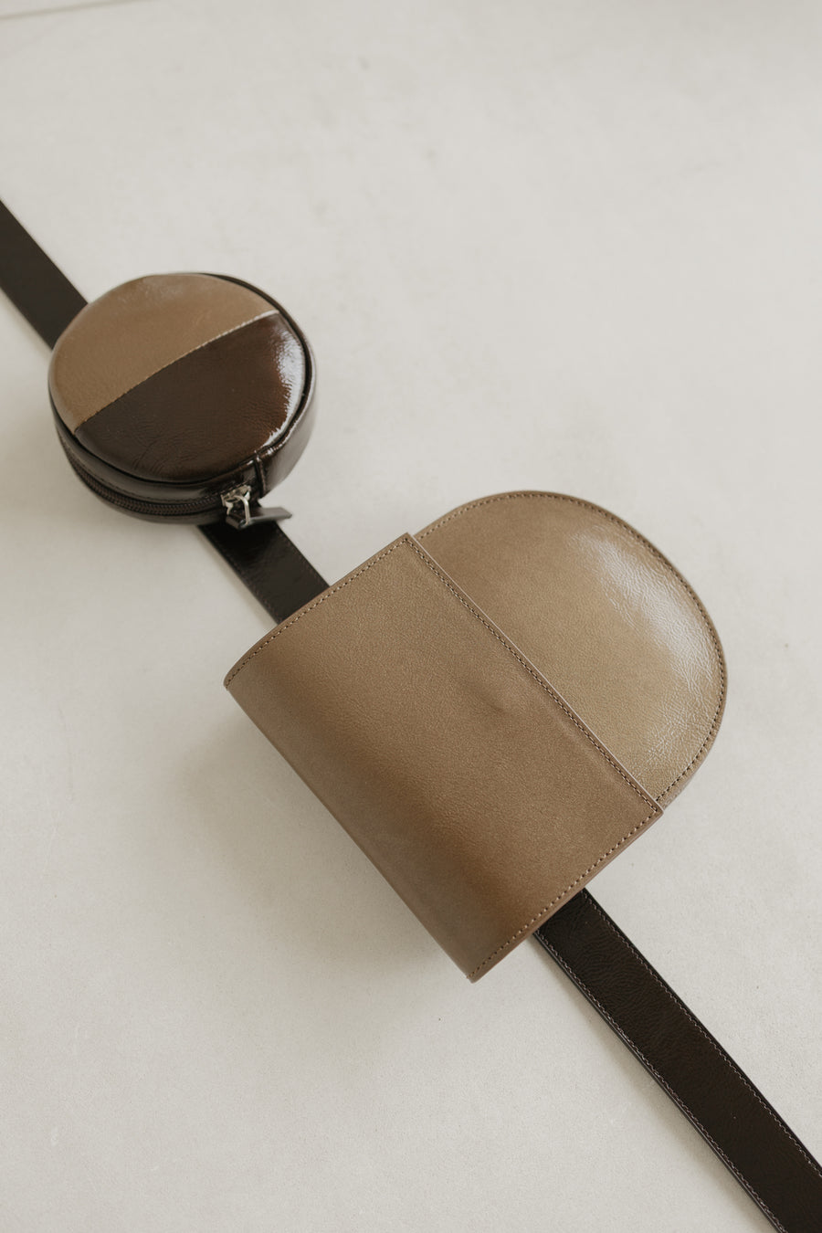 Belt Bag: Belt XL Chocolate Stone + Half Moon Biscuit Stone + Pastille Belt Demi Chocolate / Biscuit Stone