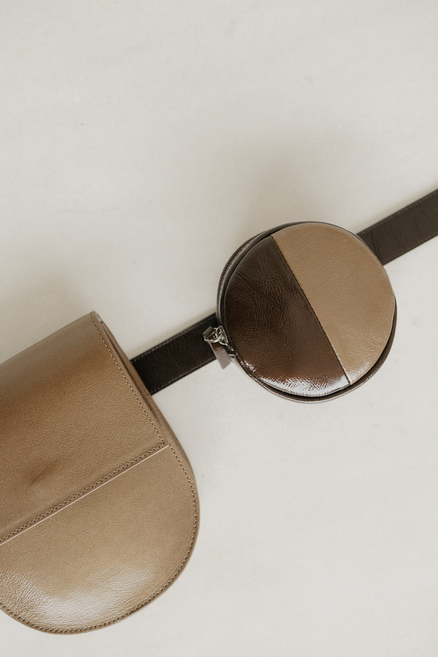 Belt Bag: Belt XL Chocolate Stone + Half Moon Biscuit Stone + Pastille Belt Demi Chocolate / Biscuit Stone