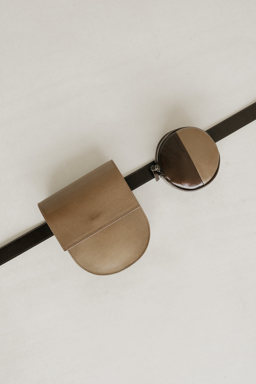 Belt Bag: Belt XL Chocolate Stone + Half Moon Biscuit Stone + Pastille Belt Demi Chocolate / Biscuit Stone