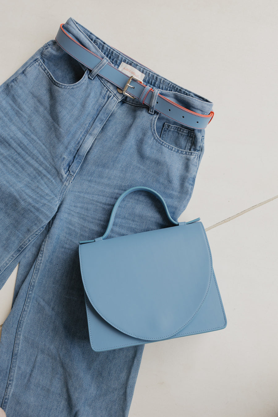 The Belt | Stitched Bleu Ciel / Red