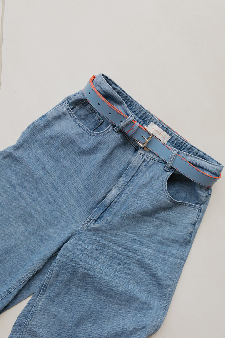 The Belt | Stitched Bleu Ciel / Red