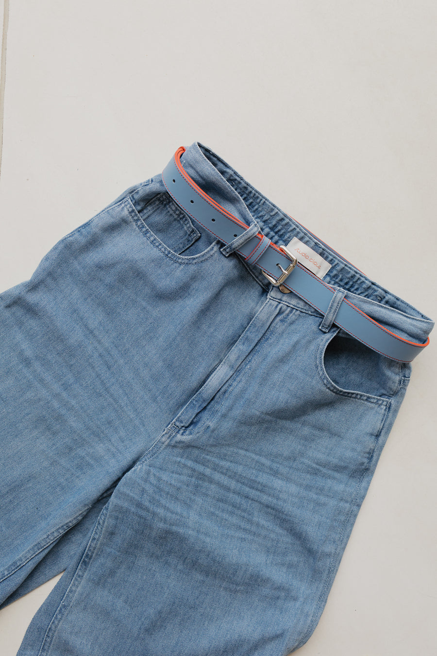 The Belt | Stitched Bleu Ciel / Red