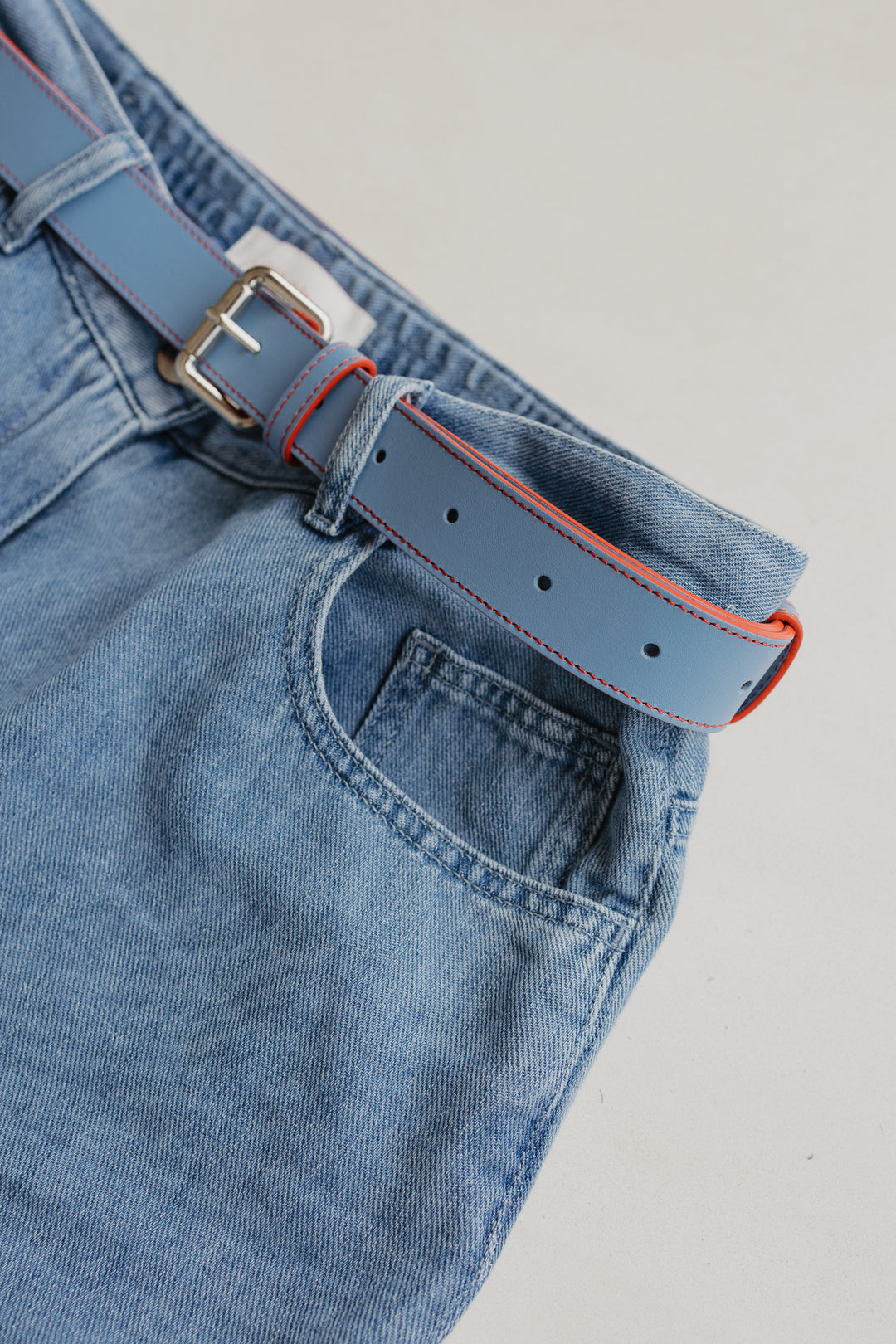 The Belt | Stitched Bleu Ciel / Red