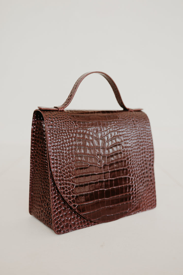 Midi Briefcase 2.0 | Wine Croco