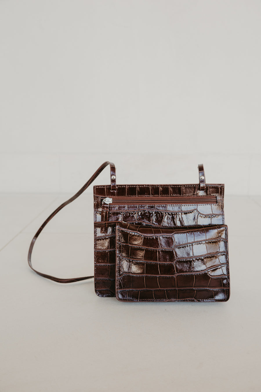 Double Pouch | Chocolate Croco