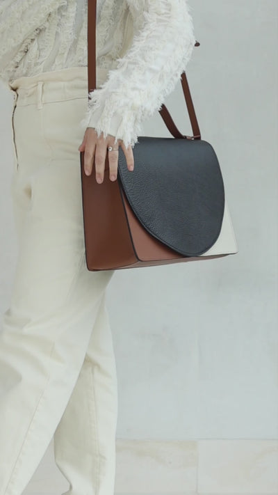 Midi Briefcase | Tricolor Classic Structured