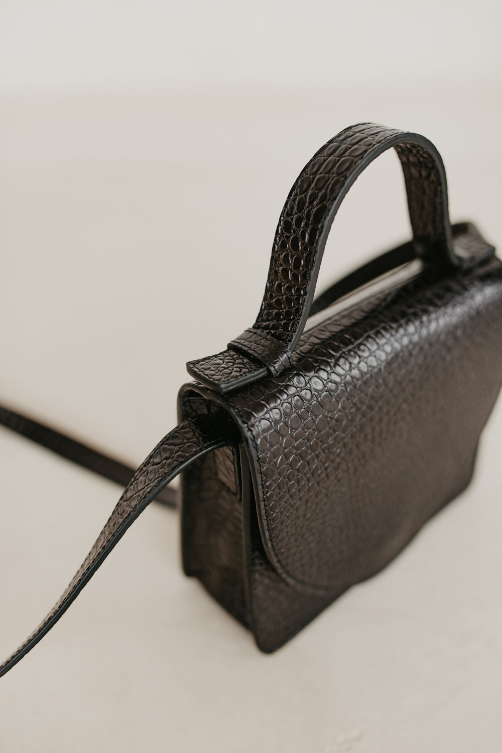 Micro aktetas | Zwart Little Croco