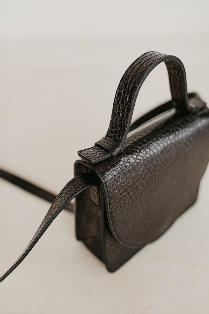 Micro aktetas | Zwart Little Croco
