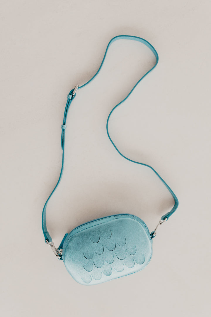 Ovaal Mini Tasje | Baby Blauw Glimmer