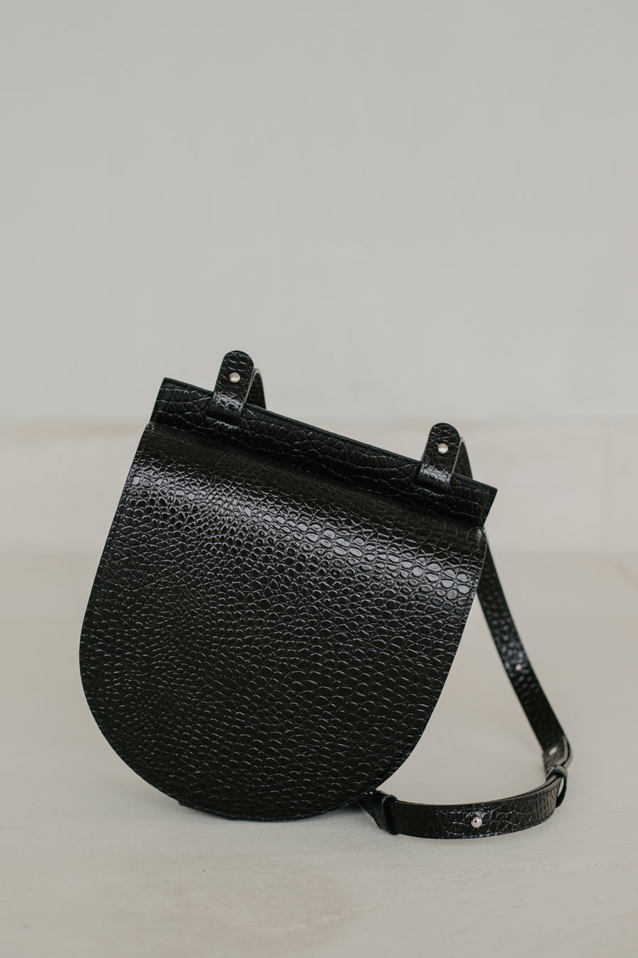 Enkel zadel | Zwart Little Croco