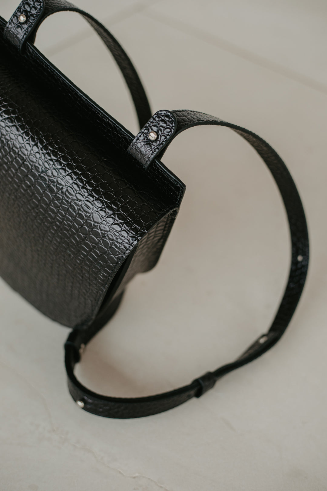 Enkel zadel | Zwart Little Croco
