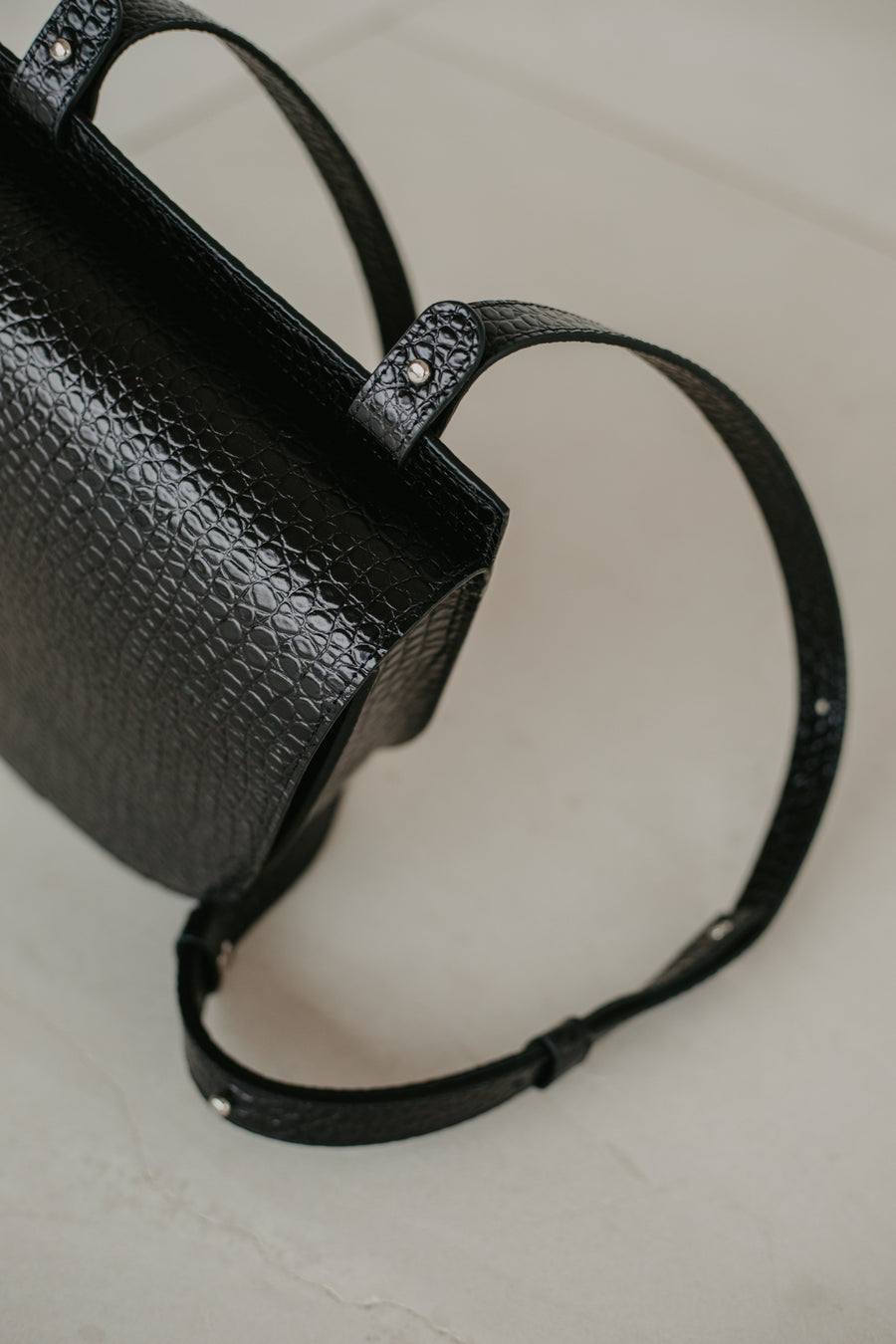 Enkel zadel | Zwart Little Croco