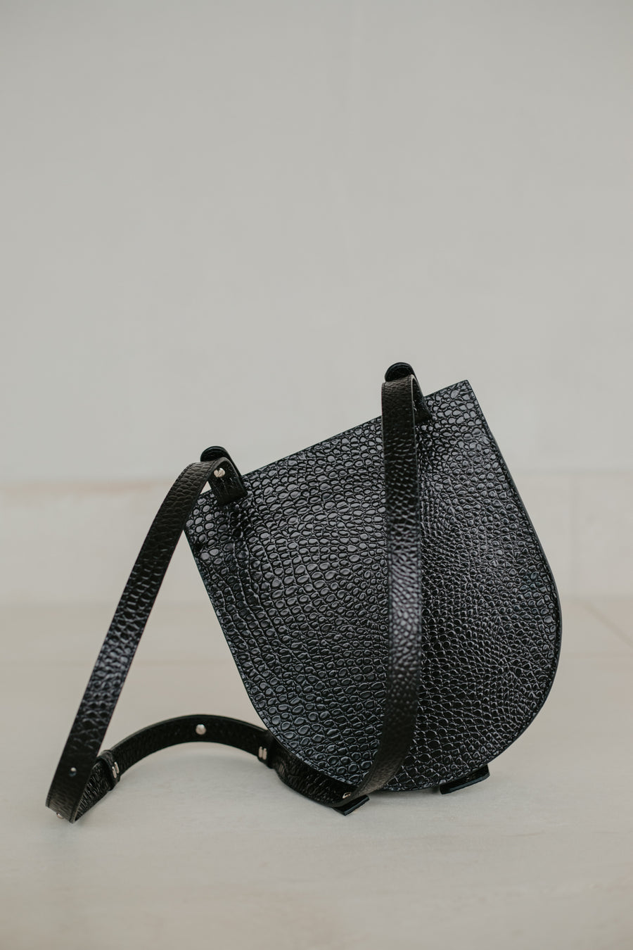 Enkel zadel | Zwart Little Croco