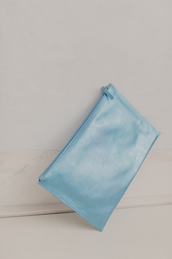 Bridal Collection | Zip Clutch Baby Blue Shimmer