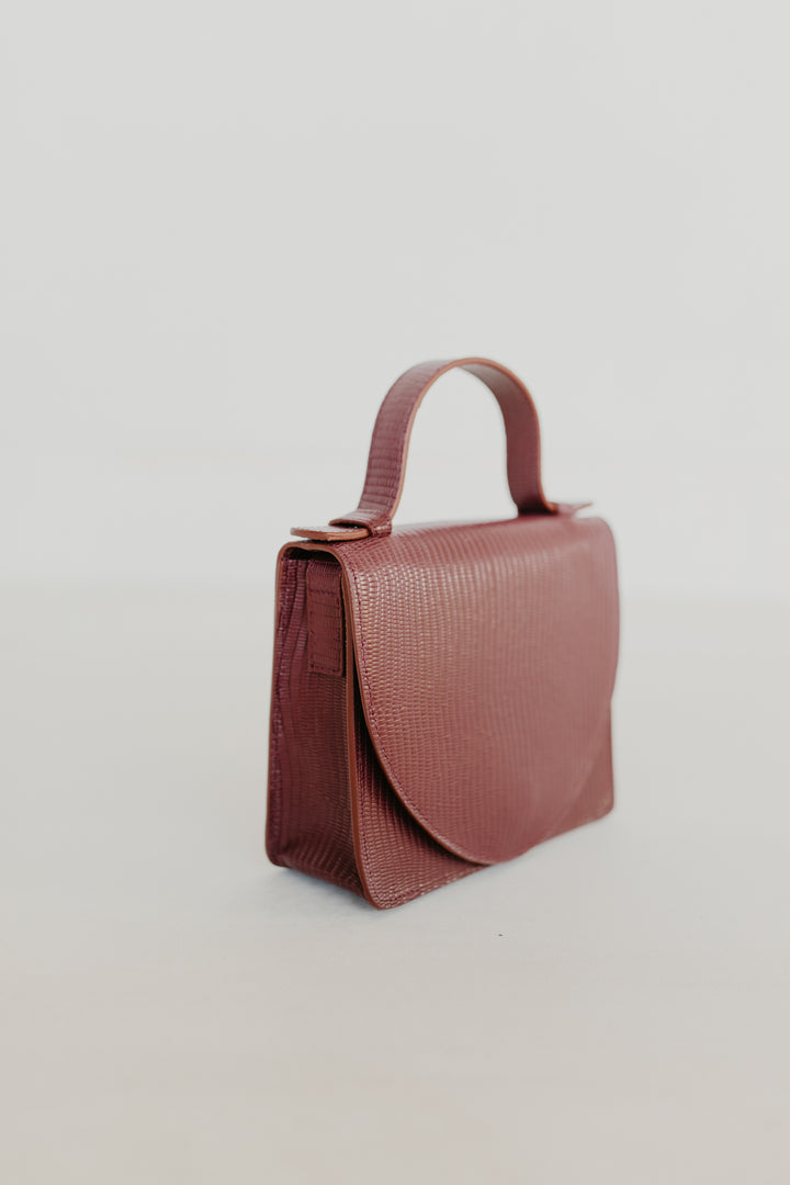 Micro Briefcase | Burgundy Snake