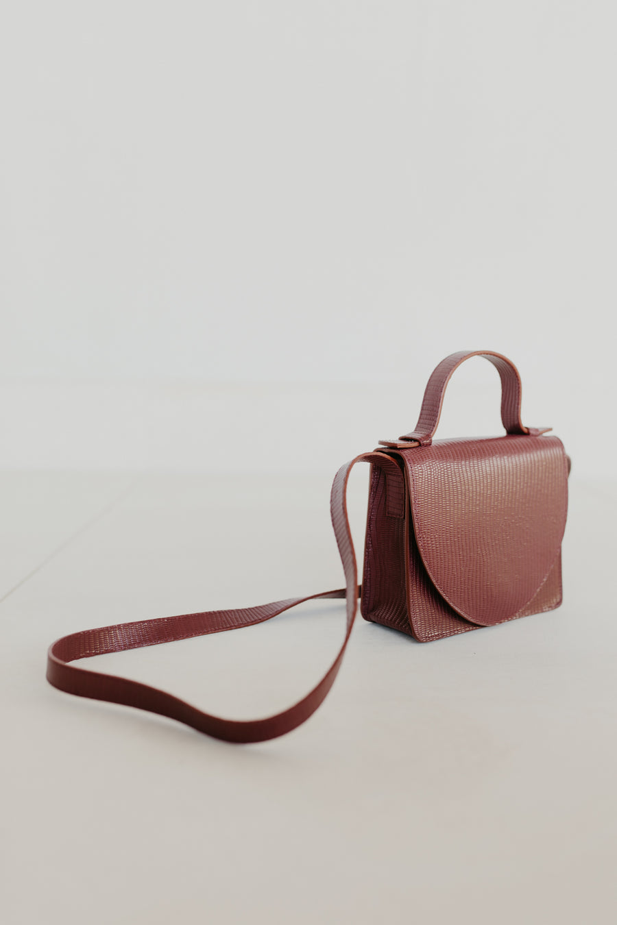 Micro Briefcase | Burgundy Snake