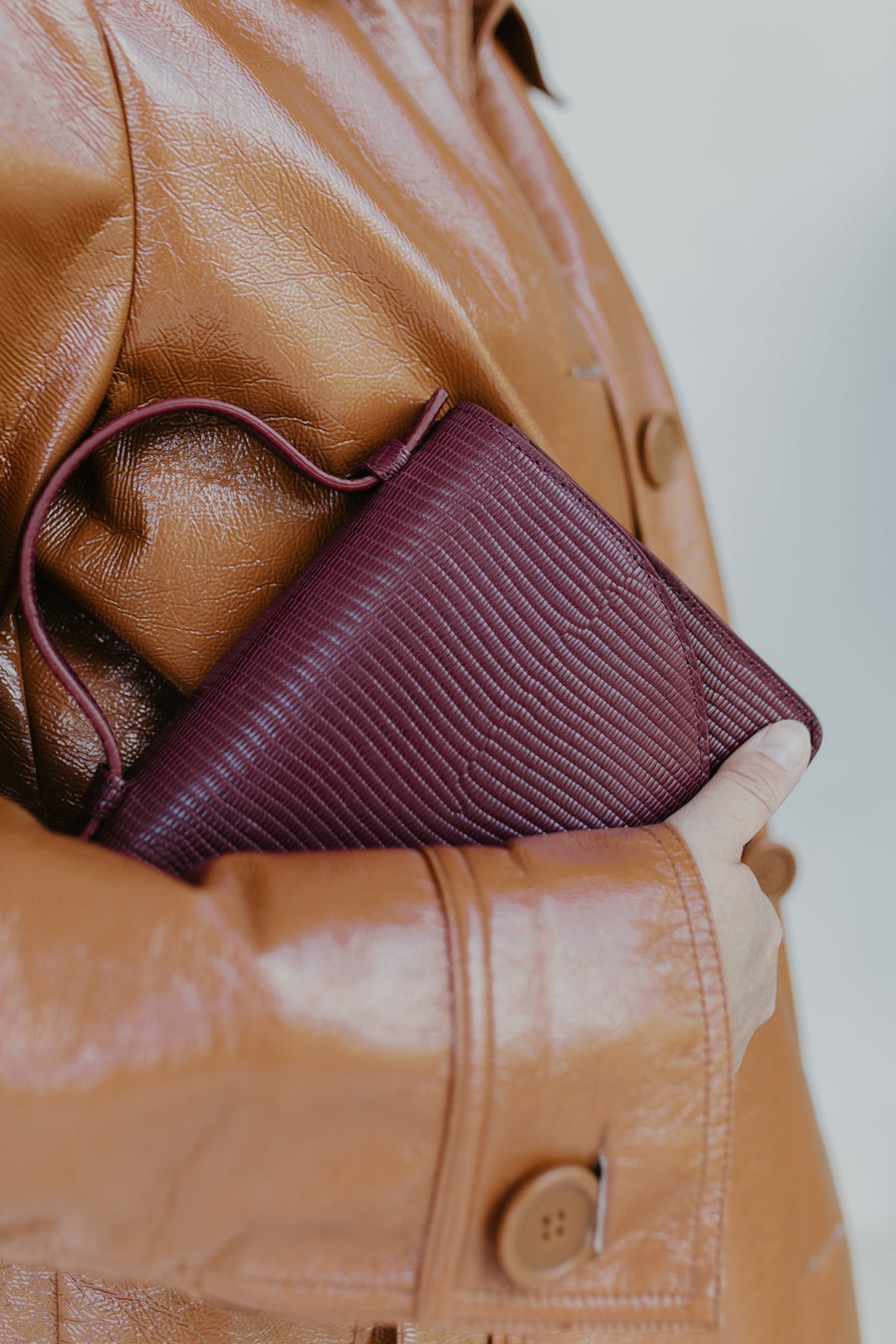 Micro Briefcase | Burgundy Snake