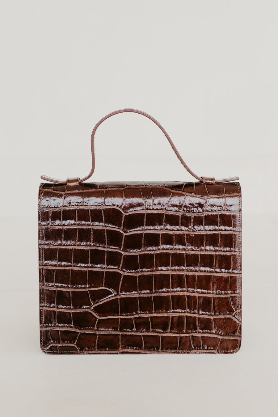 Mini Briefcase | Chocolate Croco Glans