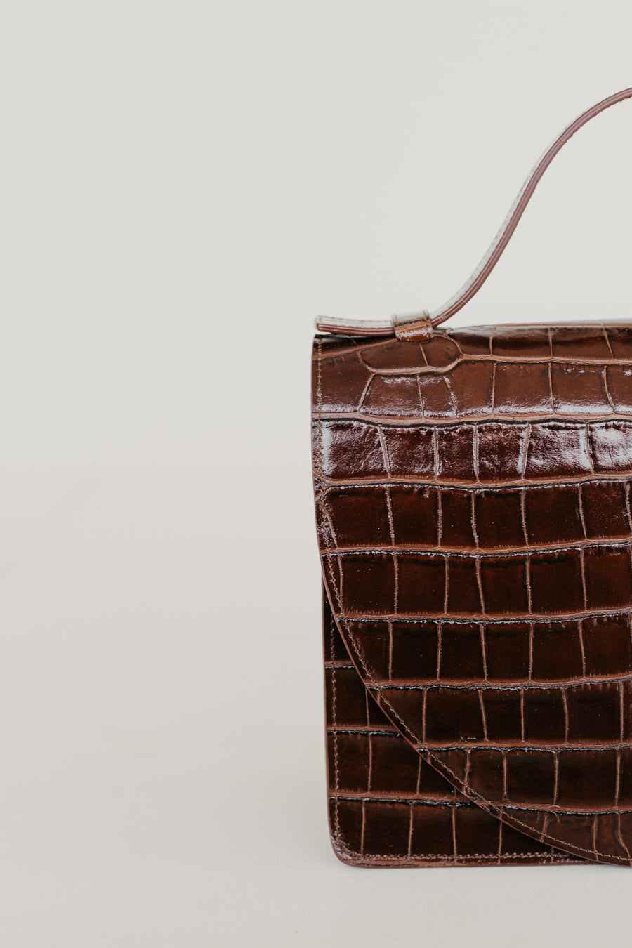 Mini Briefcase | Chocolate Croco Glans