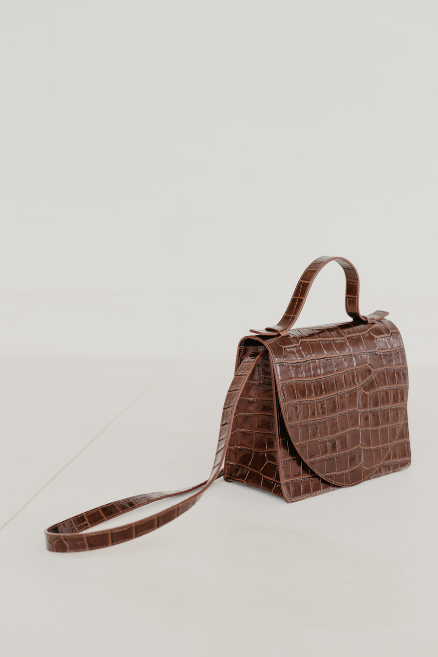 Mini Briefcase | Chocolate Croco Glans