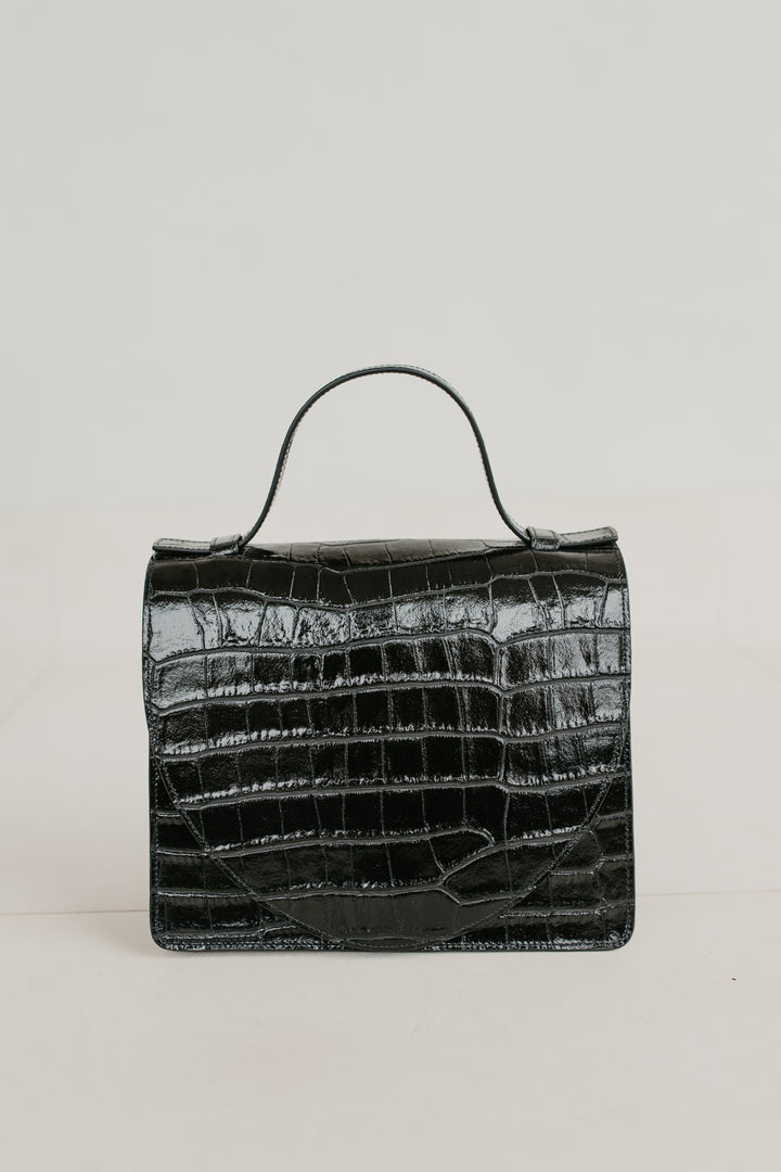 Mini Briefcase | Black Croco Glans