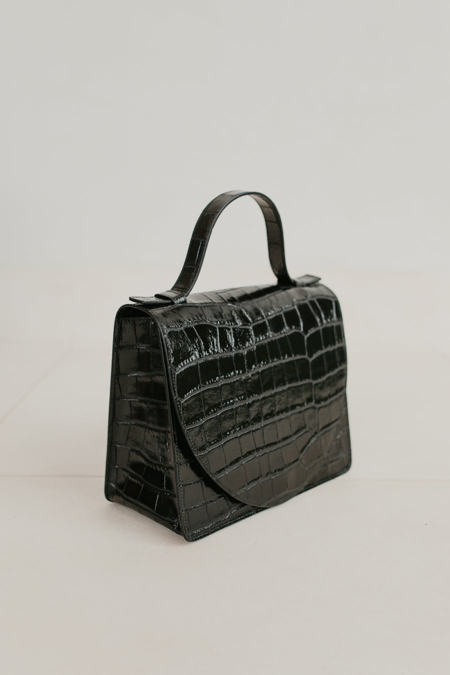 Mini Briefcase | Black Croco Glans