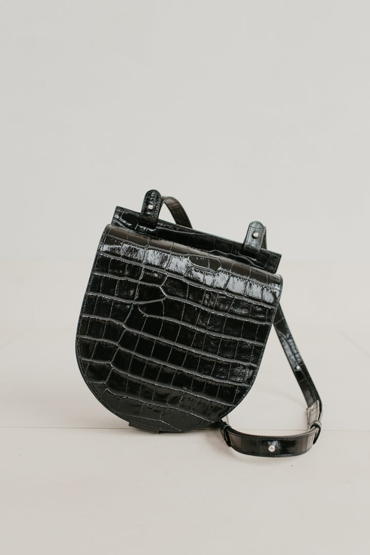 Single Saddle | Black Croco Glans