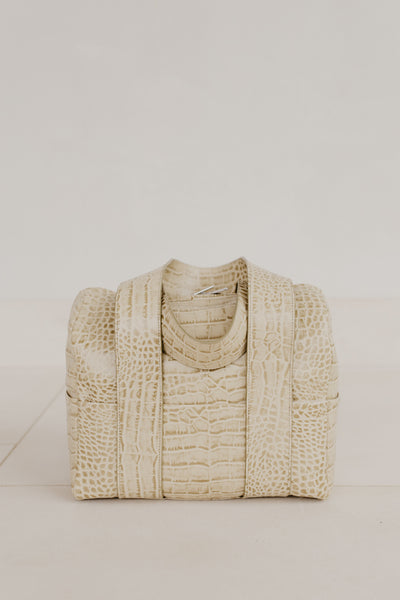 Mini Bowling Bag | Beige Croco