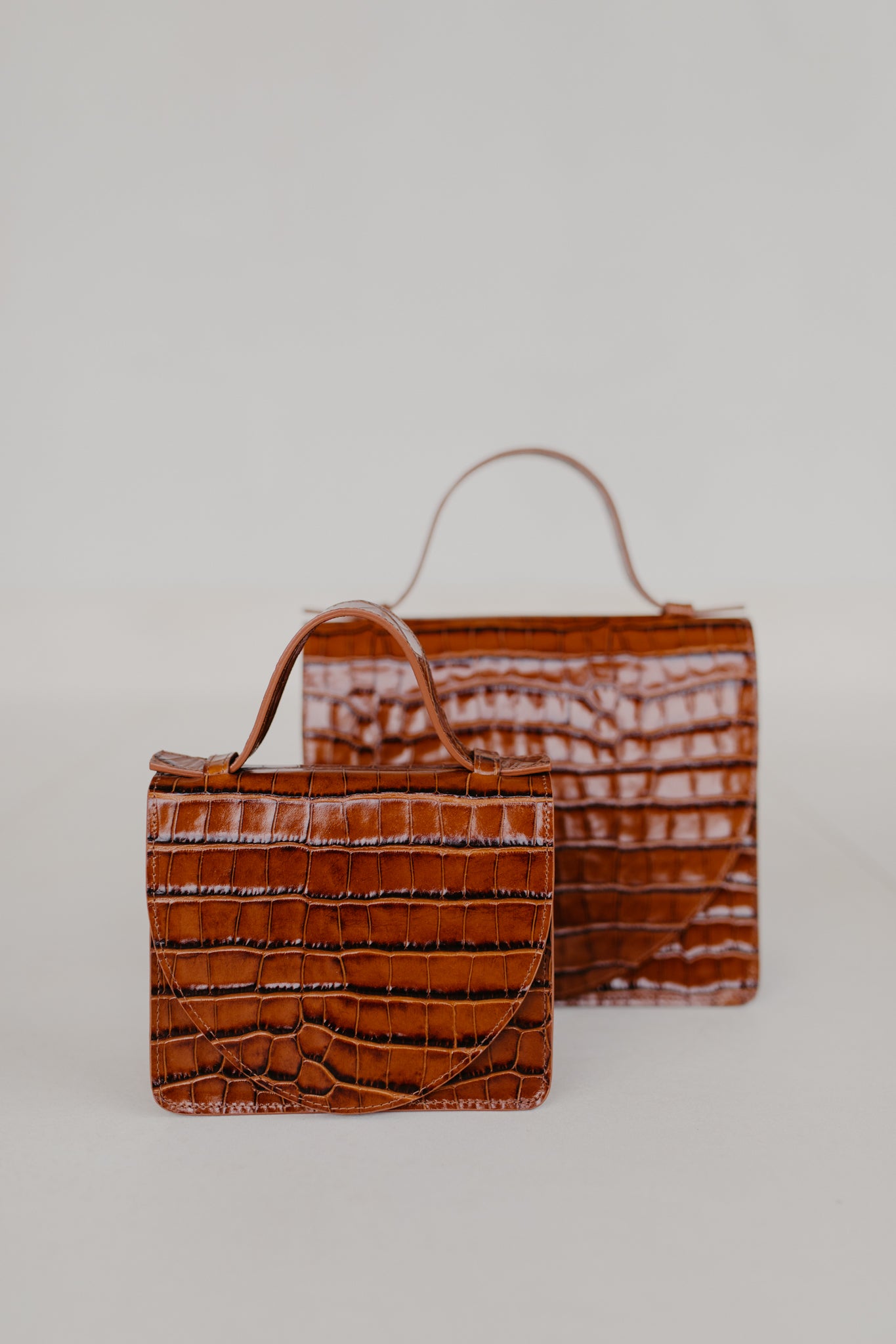 Micro Briefcase | Cognac Croco Glans