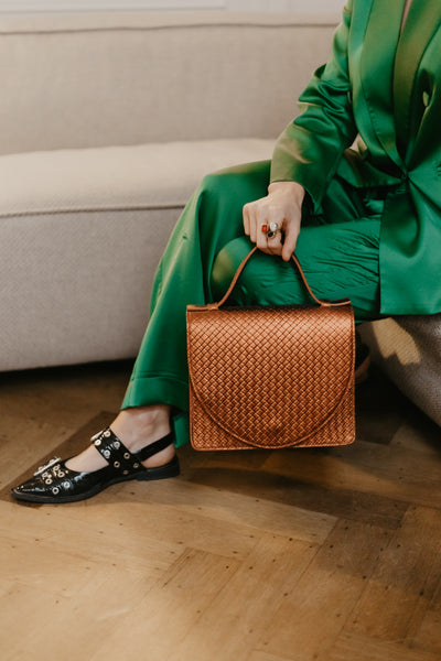 Mini Briefcase | Warm Copper Woven