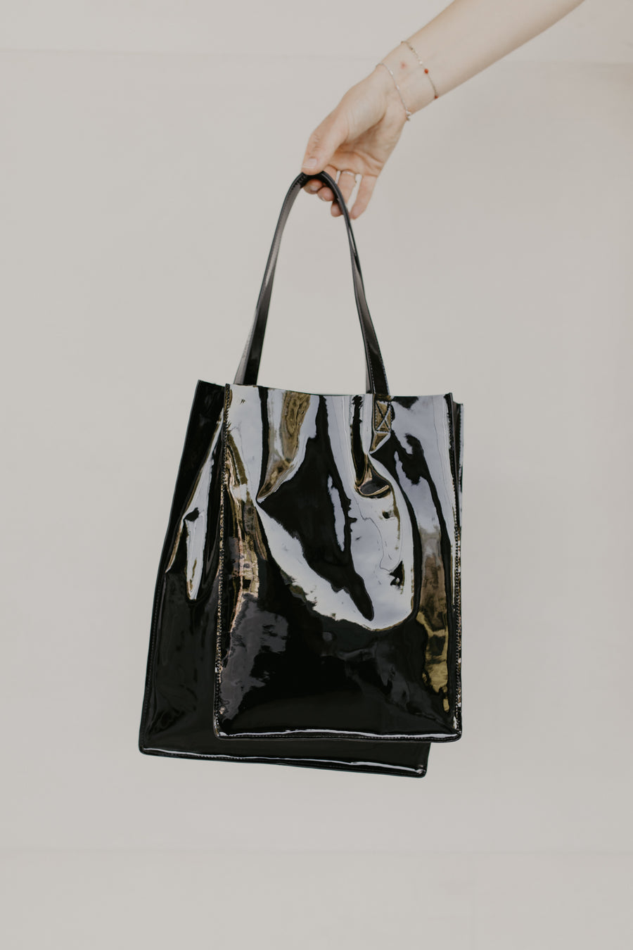 Double Shopper | Black Laqué