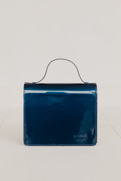 Midi Briefcase | Night Blue Laqué