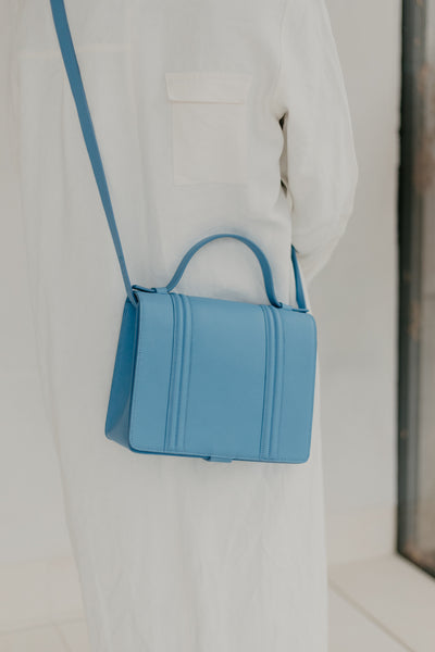 Mini Briefcase Doublé | Bleu Ciel Structured