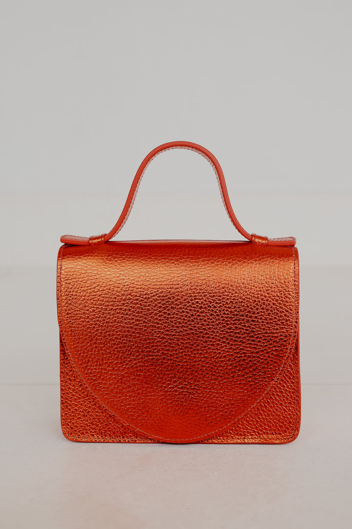Micro Briefcase | Naranja Shimmer Structured